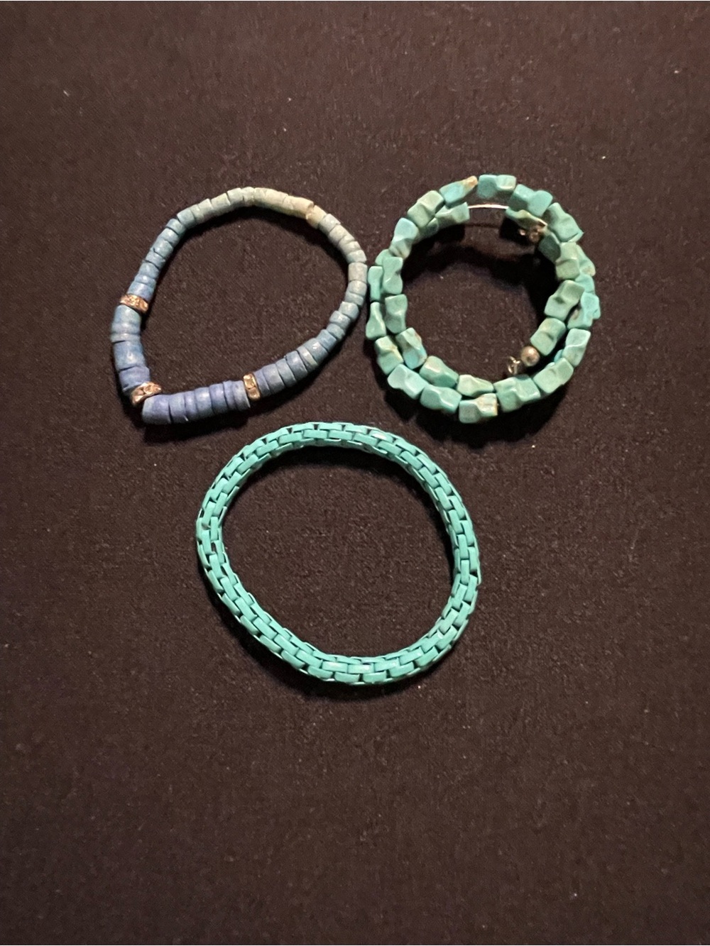 Women’s Turquoise & Teal Beaded Bracelet Set - One is a Wrap Bracelet